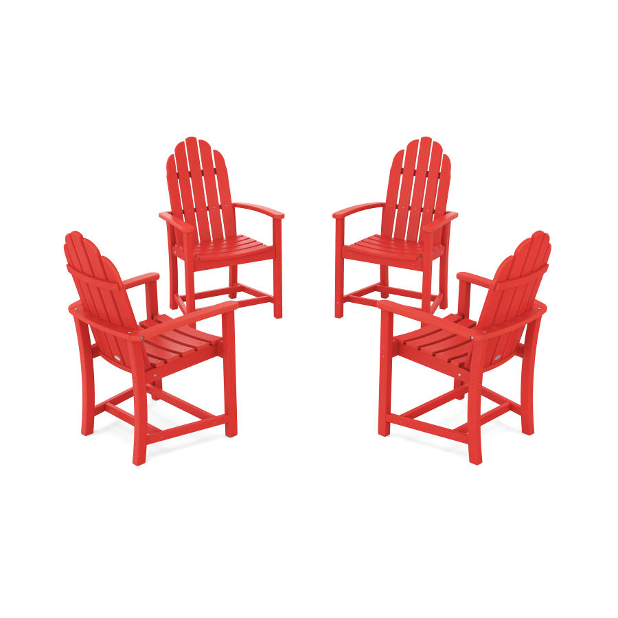 POLYWOOD Classic 4-Piece Upright Adirondack Conversation Set in Sunset Red