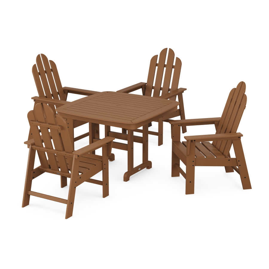 POLYWOOD Long Island 5-Piece Dining Set with Trestle Legs in Teak