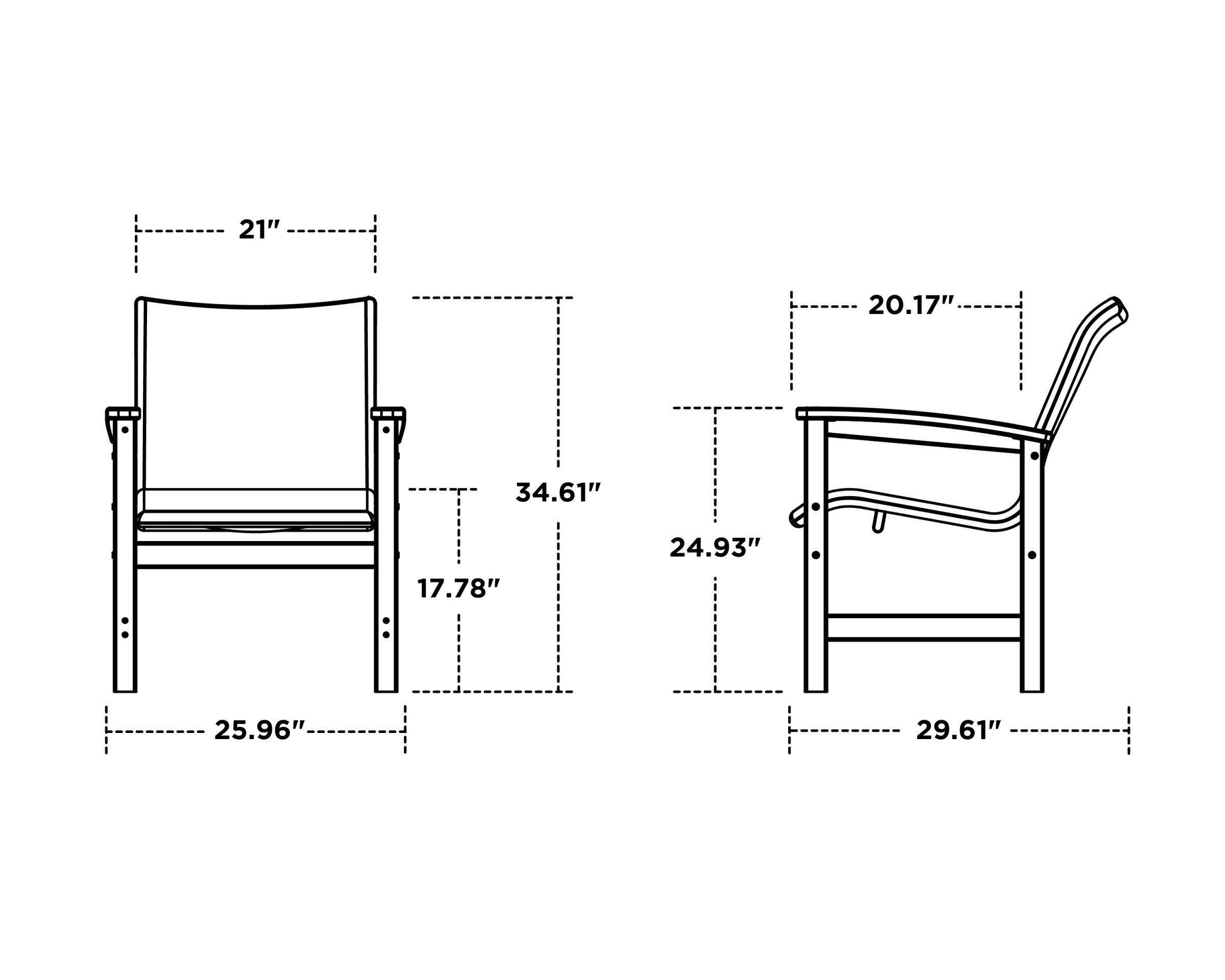 Dimensions for Coastal Woven Dining Chair