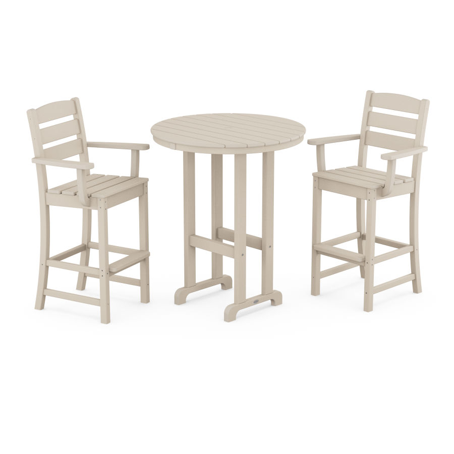 POLYWOOD Lakeside 3-Piece Round Bar Arm Chair Set in Sand