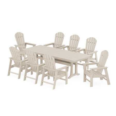 South Beach 9-Piece Farmhouse Dining Set with Trestle Legs in Sand