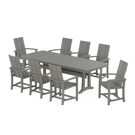 Modern Adirondack 9-Piece Dining Set with Trestle Legs in Slate Grey