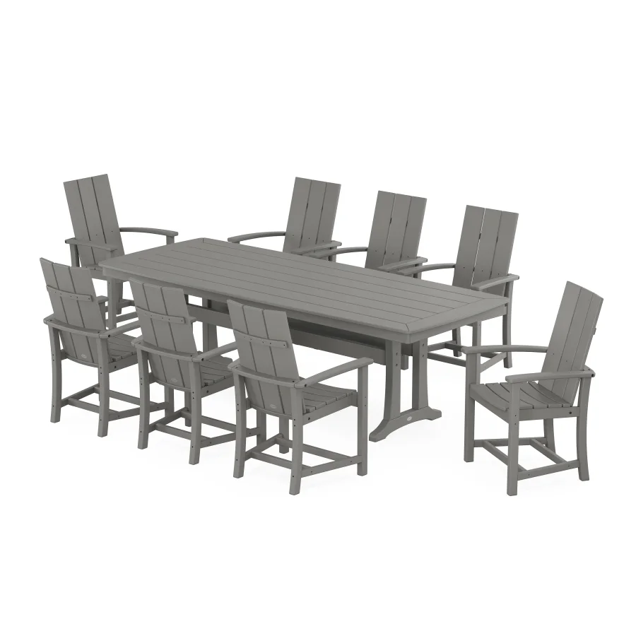 POLYWOOD Modern Adirondack 9-Piece Dining Set with Trestle Legs