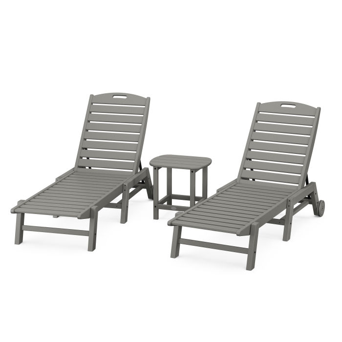 POLYWOOD Nautical 3-Piece Chaise Lounge with Wheels Set with South Beach 18