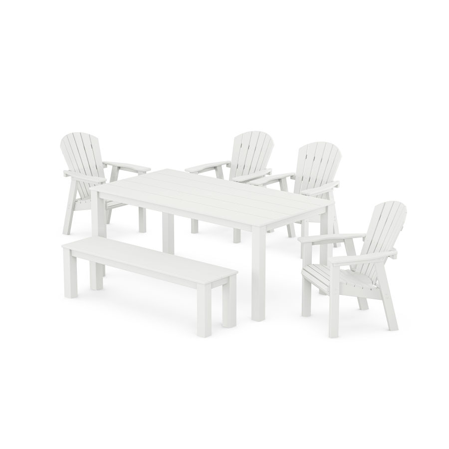 POLYWOOD Seashell 6-Piece Parsons Dining Set with Bench in White