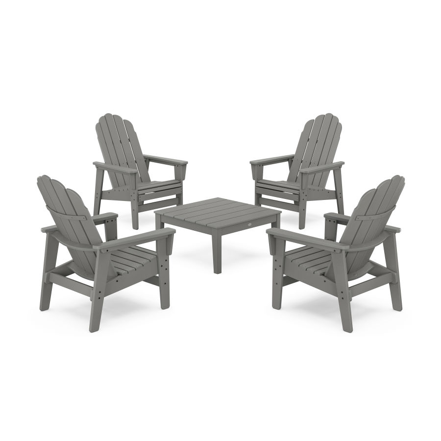 POLYWOOD 5-Piece Vineyard Grand Upright Adirondack Chair Conversation Group in Slate Grey