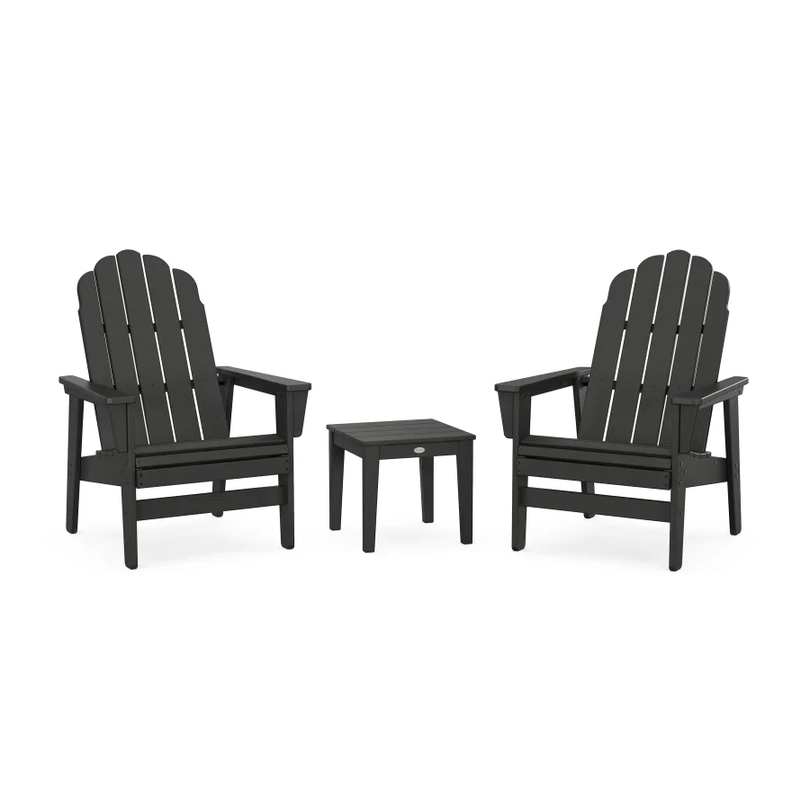 POLYWOOD 3-Piece Vineyard Grand Upright Adirondack Set in Black