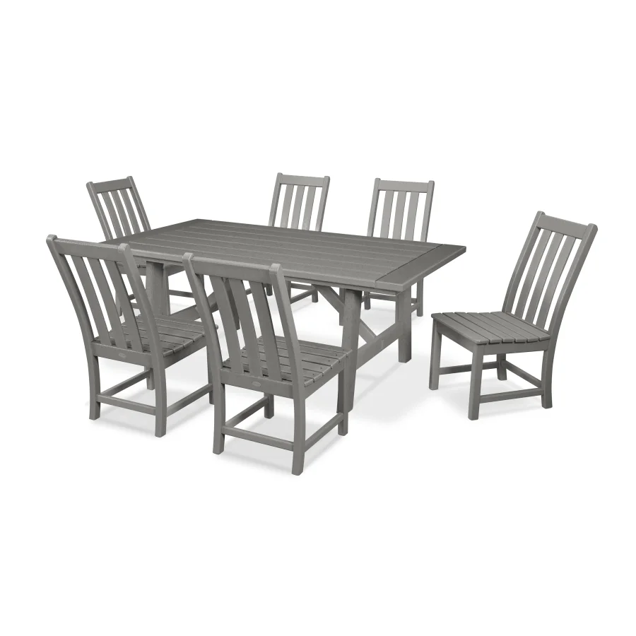 POLYWOOD Vineyard 7-Piece Rustic Farmhouse Side Chair Dining Set