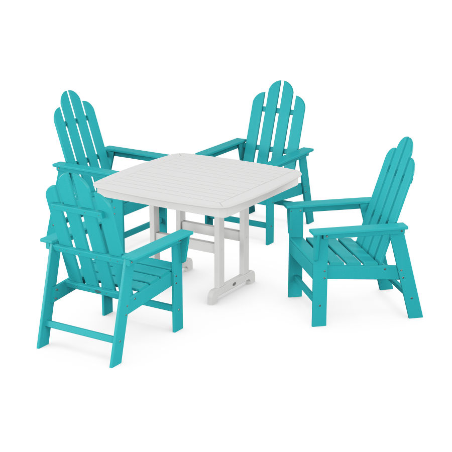 POLYWOOD Long Island 5-Piece Dining Set with Trestle Legs in Aruba / White
