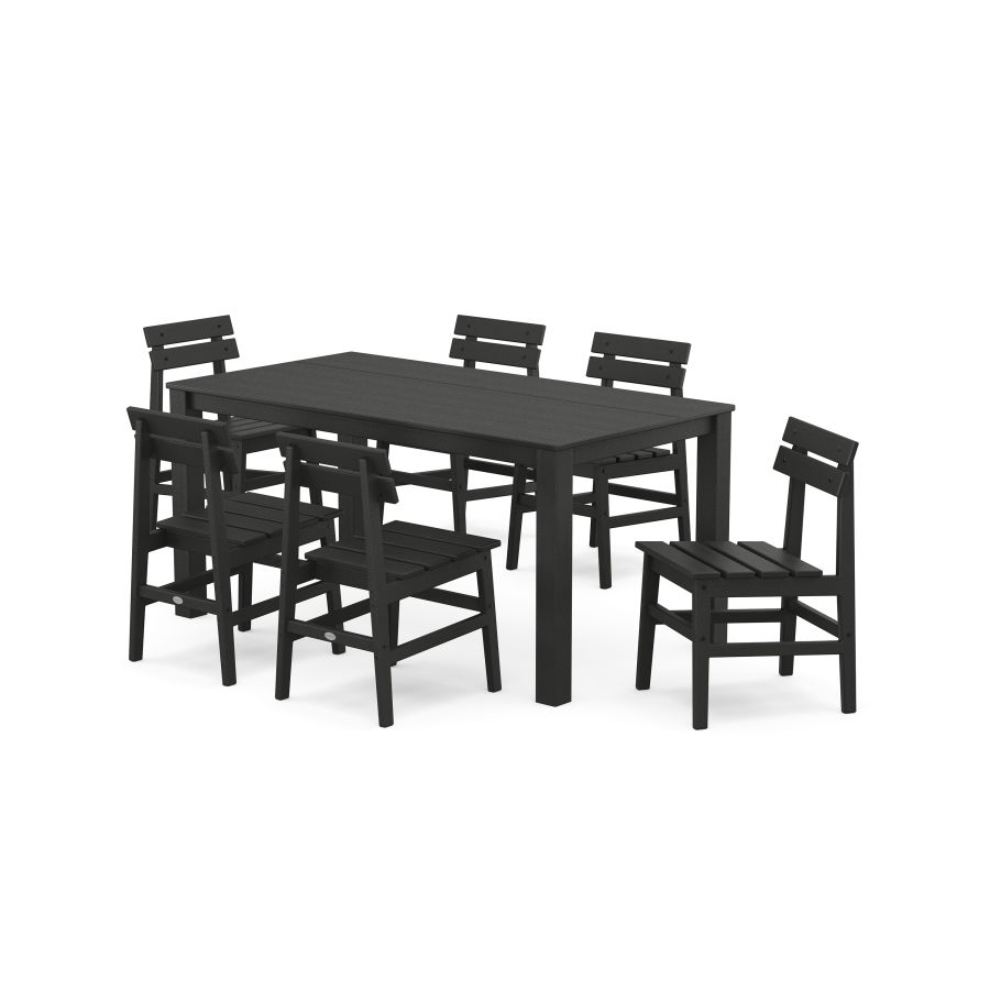 POLYWOOD Modern Studio Plaza Chair 7-Piece Parsons Table Dining Set in Black