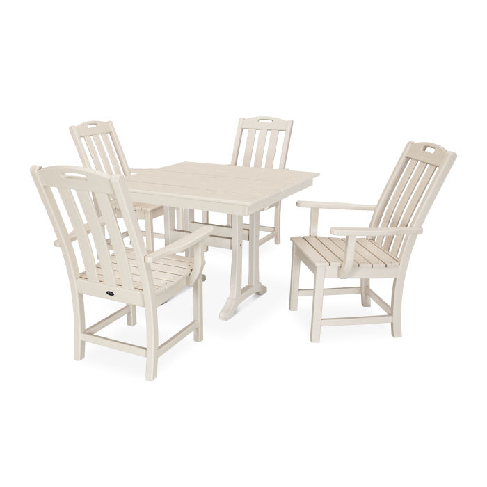 Yacht Club 5-Piece Farmhouse Trestle Arm Chair Dining Set