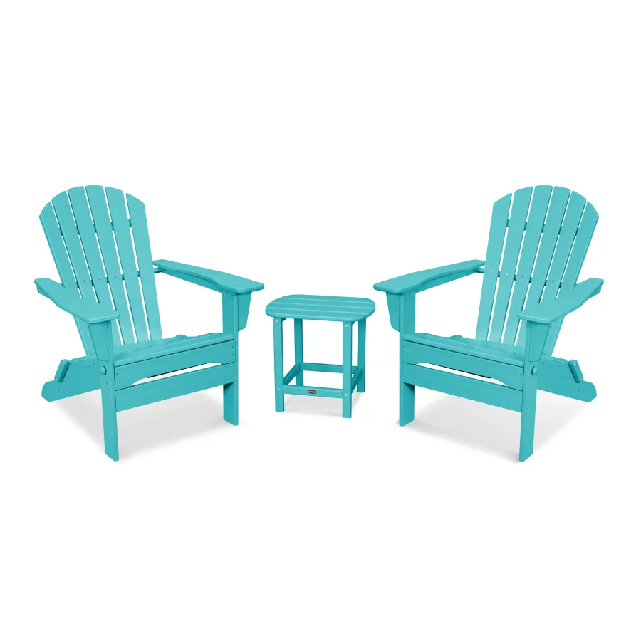 POLYWOOD South Beach 3-Piece Folding Adirondack Set in Aruba