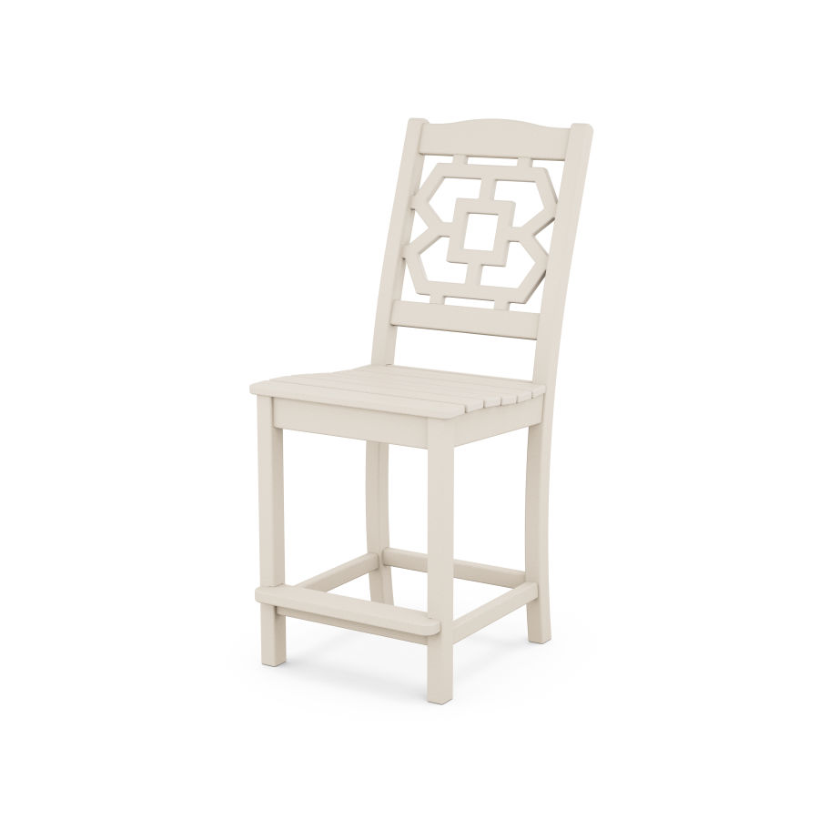 POLYWOOD Chinoiserie Counter Side Chair in Sand