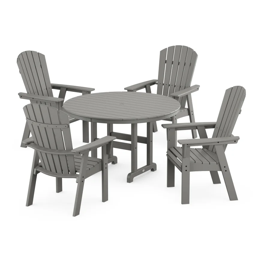 POLYWOOD Nautical Adirondack 5-Piece Round Farmhouse Dining Set