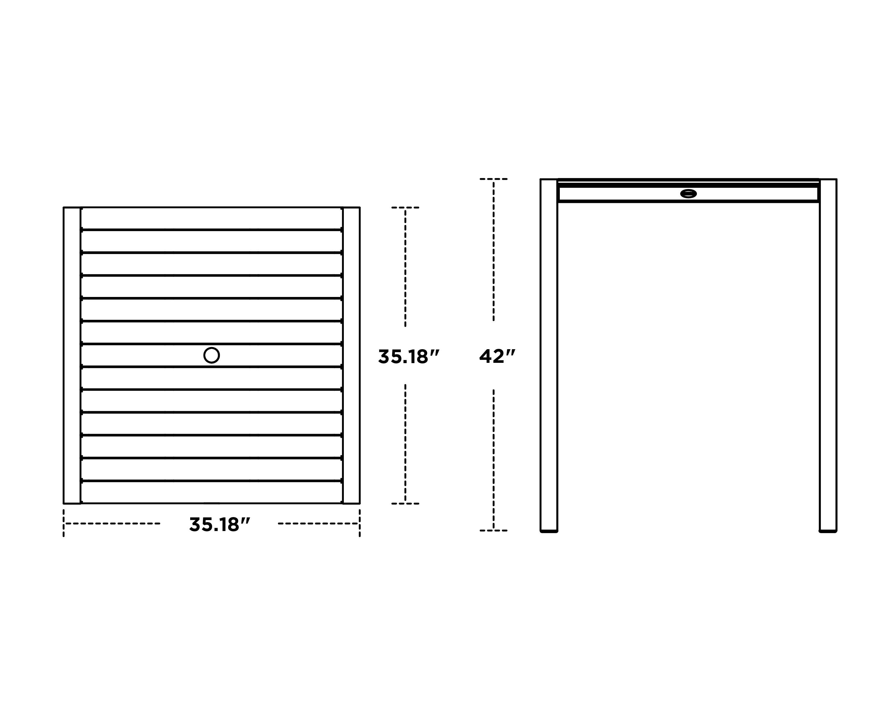 Dimensions for MOD 36" Bar Table
