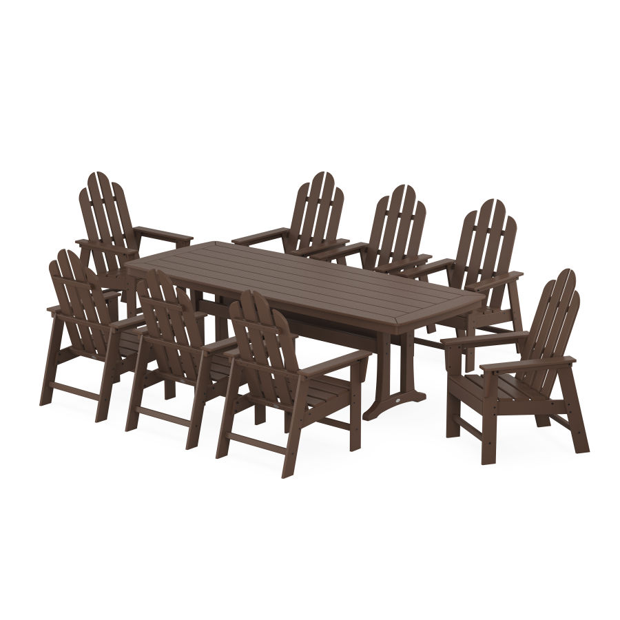 POLYWOOD Long Island 9-Piece Dining Set with Trestle Legs in Mahogany