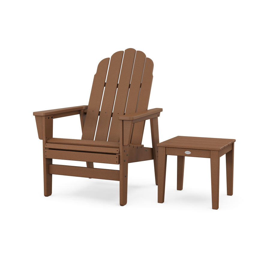POLYWOOD Vineyard Grand Upright Adirondack Chair with Side Table in Teak