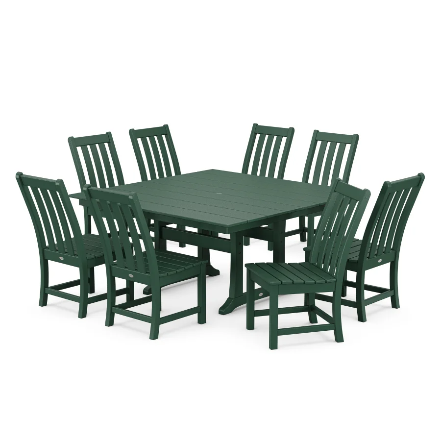 POLYWOOD Vineyard 9-Piece Farmhouse Dining Set in Green