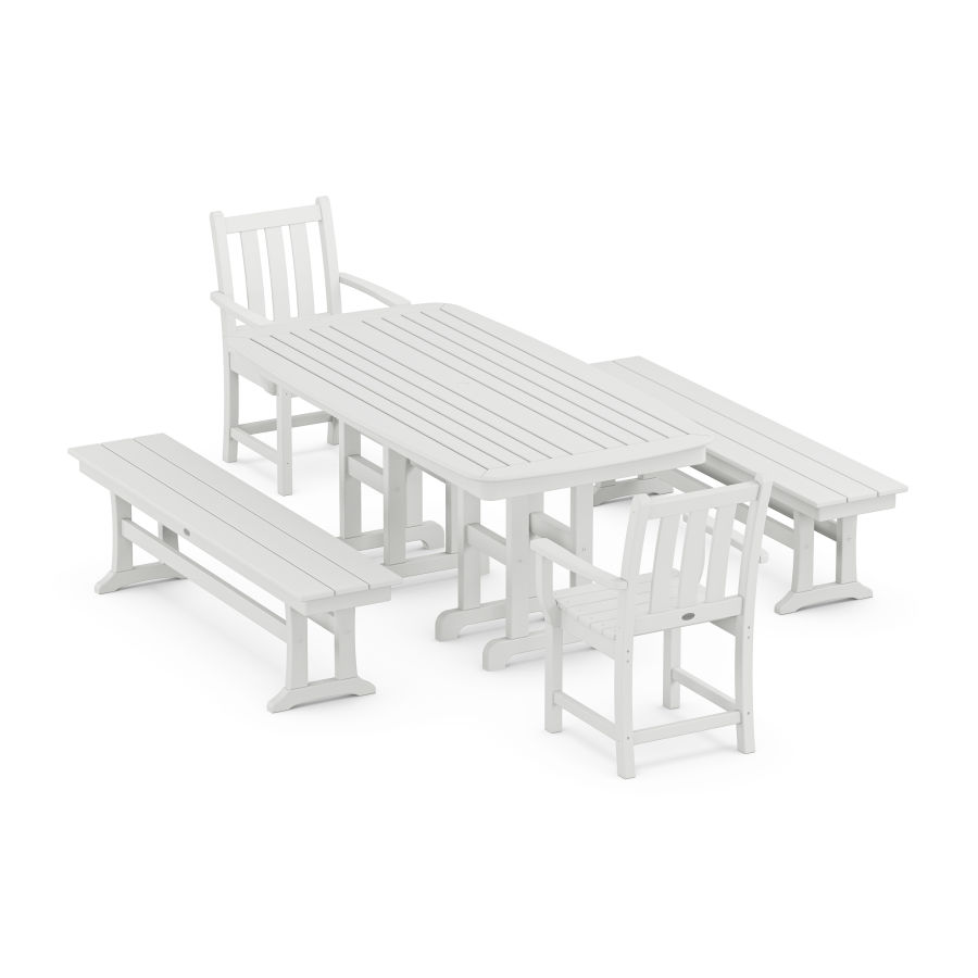POLYWOOD Traditional Garden 5-Piece Dining Set in White
