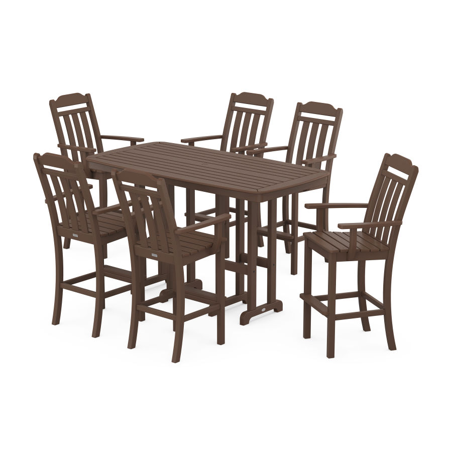 POLYWOOD Country Living Arm Chair 7-Piece Bar Set in Mahogany