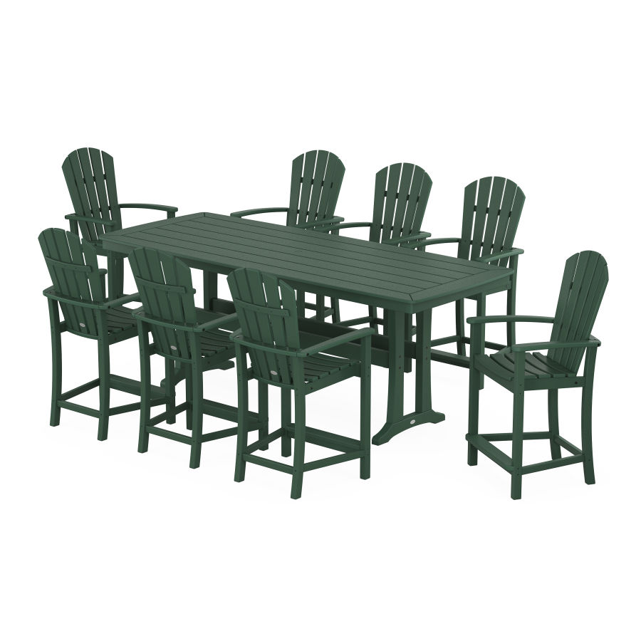 POLYWOOD Palm Coast 9-Piece Counter Set with Trestle Legs in Green