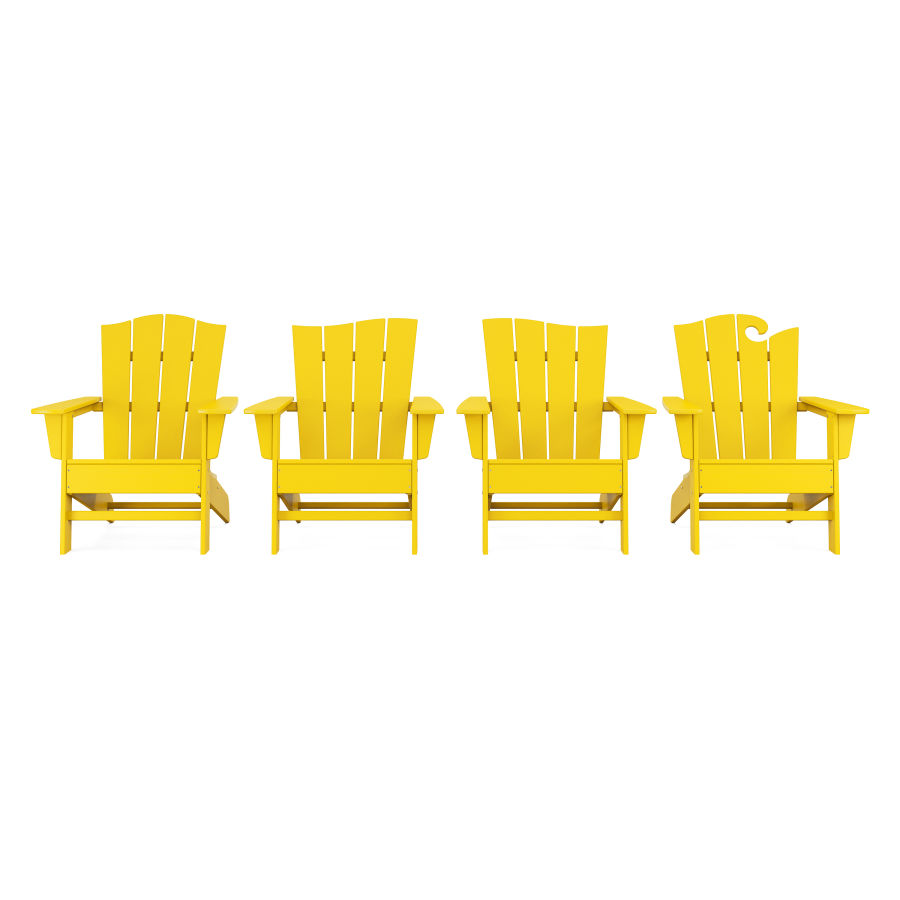 POLYWOOD Wave Collection 4-Piece Adirondack Chair Set in Lemon