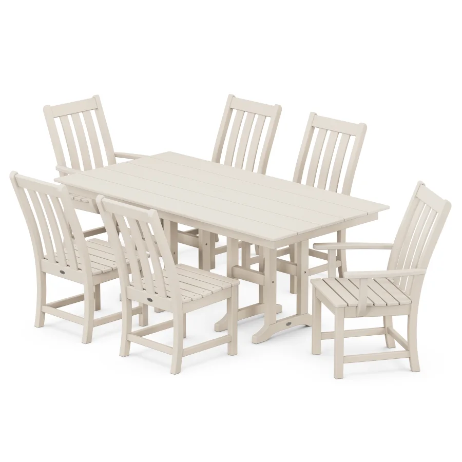 POLYWOOD Vineyard 7-Piece Farmhouse Dining Set in Sand