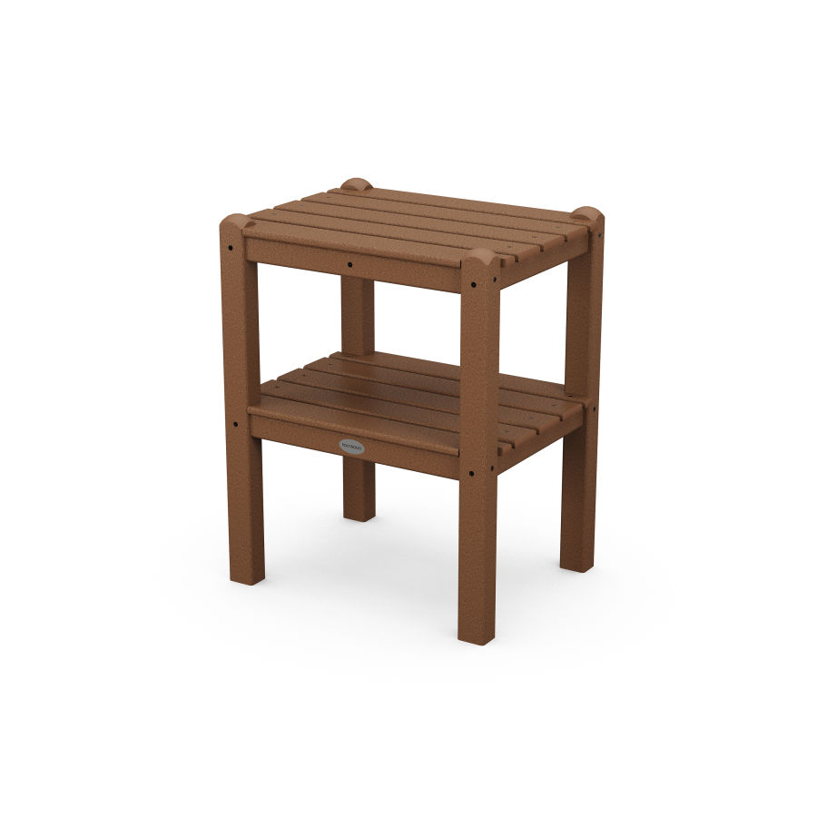 POLYWOOD Two Shelf Side Table in Teak