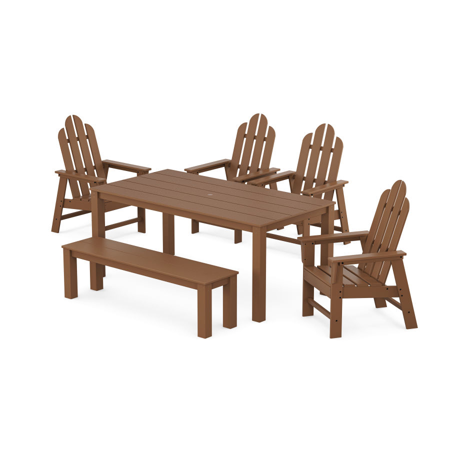 POLYWOOD Long Island 6-Piece Parsons Dining Set with Bench in Teak