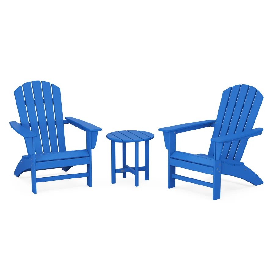 POLYWOOD Nautical 3-Piece Adirondack Set in Pacific Blue