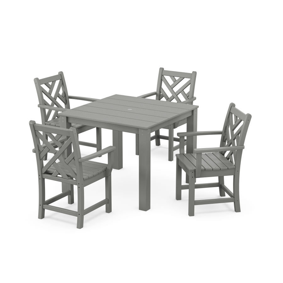 POLYWOOD Chippendale 5-Piece Parsons Dining Set in Slate Grey