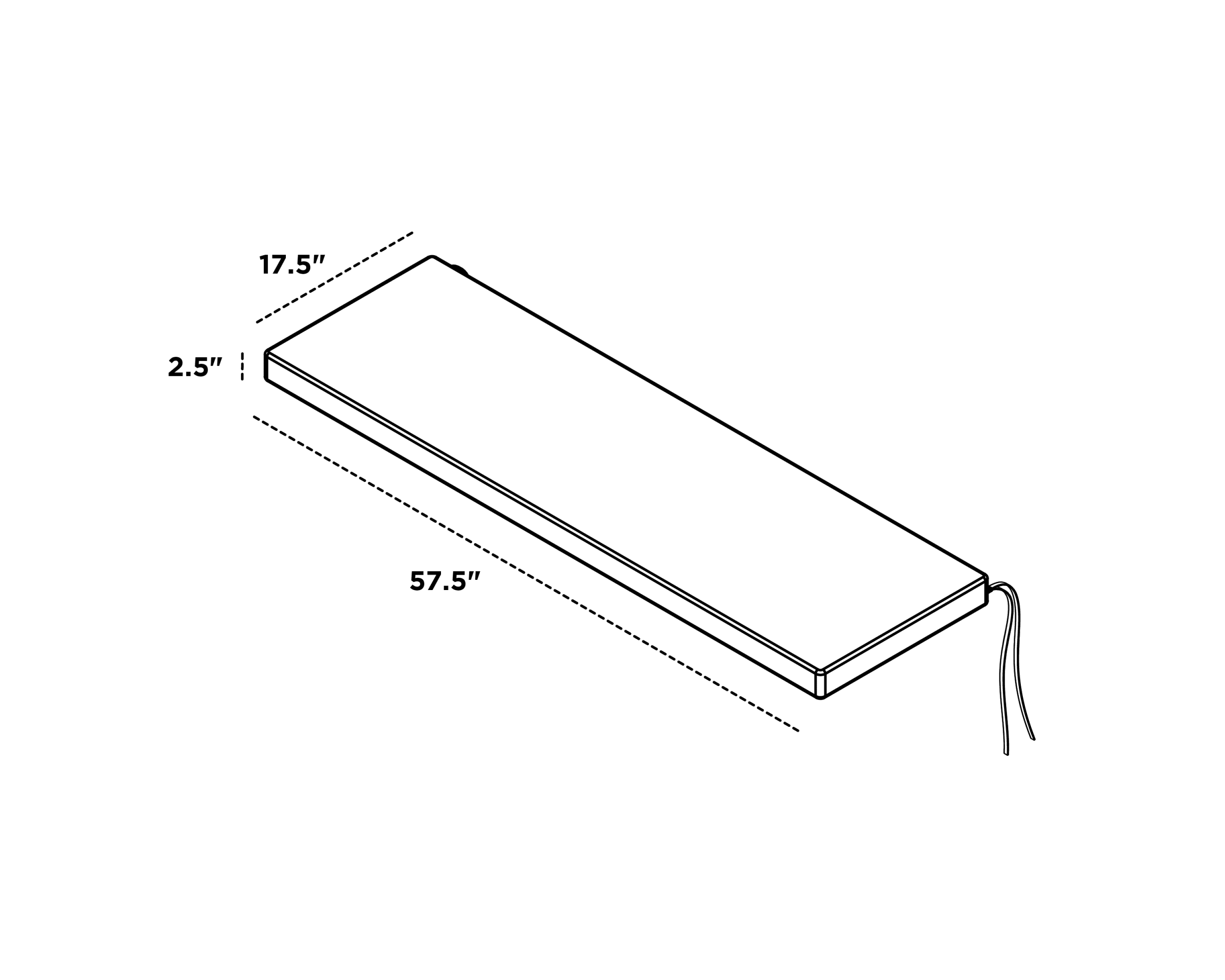 Dimensions for Bench Seat Cushion - 17.5"D x 57.5"W x 2.5"H