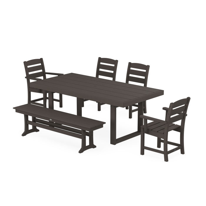 POLYWOOD Lakeside 6-Piece Dining Set with Bench in Vintage Finish