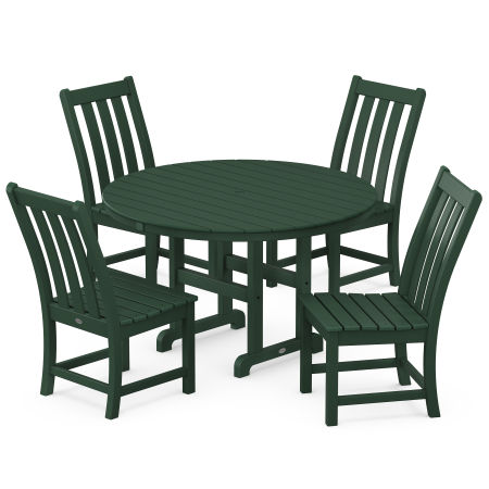 Vineyard 5-Piece Round Farmhouse Side Chair Dining Set in Green