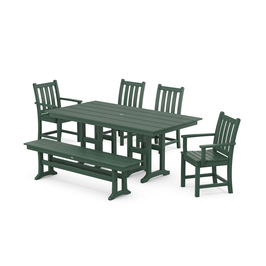 POLYWOOD Traditional Garden 6-Piece Farmhouse Dining Set in Green