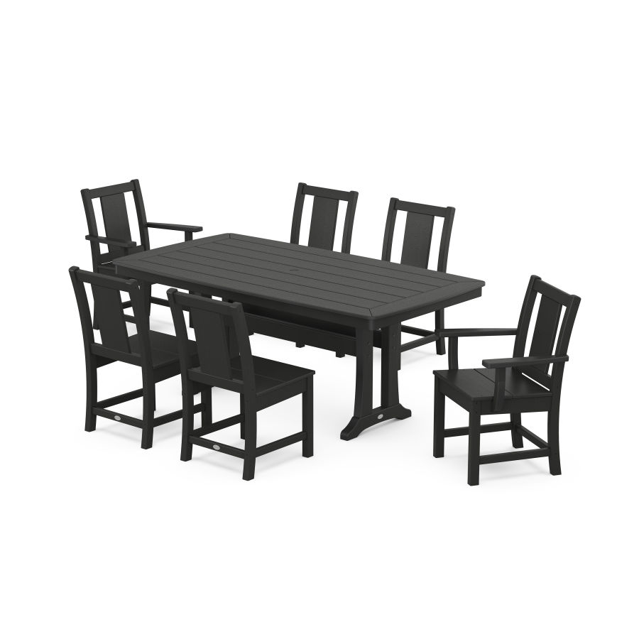 POLYWOOD Prairie 7-Piece Dining Set with Trestle Legs in Black