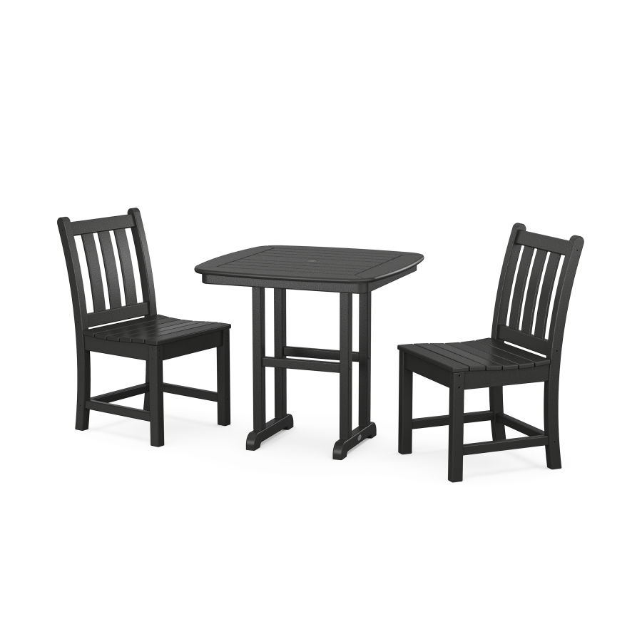 POLYWOOD Traditional Garden Side Chair 3-Piece Dining Set in Black