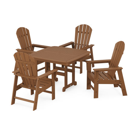 POLYWOOD South Beach 5-Piece Dining Set with Trestle Legs in Teak