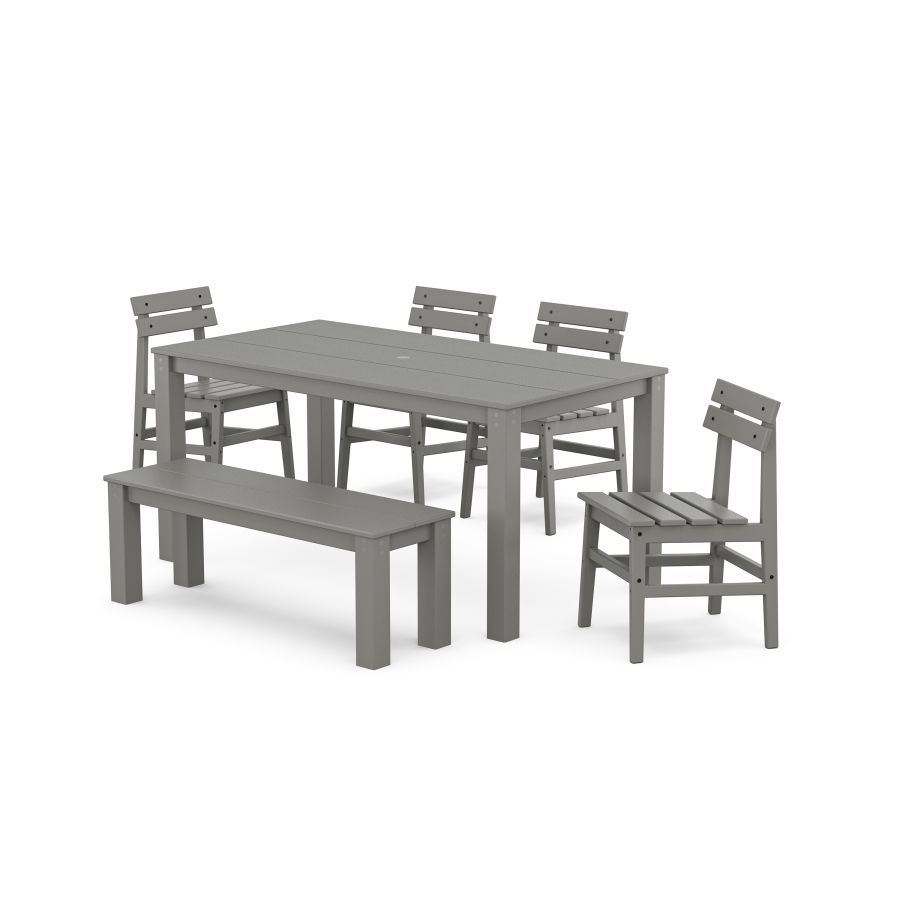 POLYWOOD Modern Studio Plaza Chair 6-Piece Parsons Dining Set with Bench