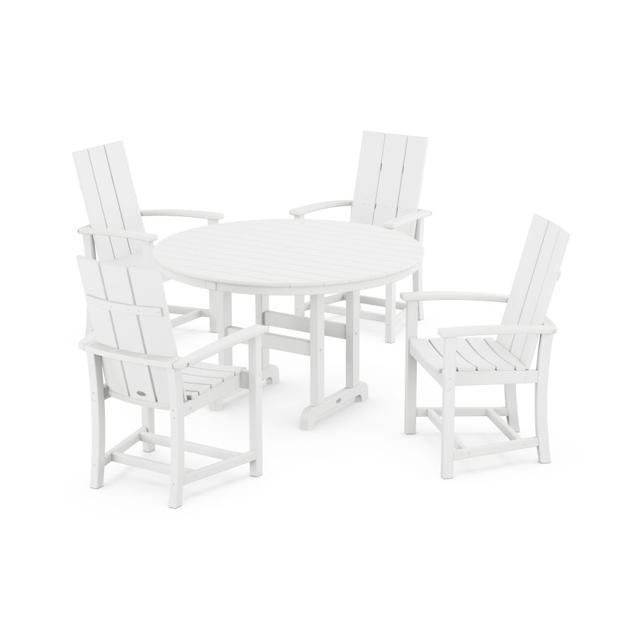 POLYWOOD Modern Adirondack 5-Piece Round Dining Set in White