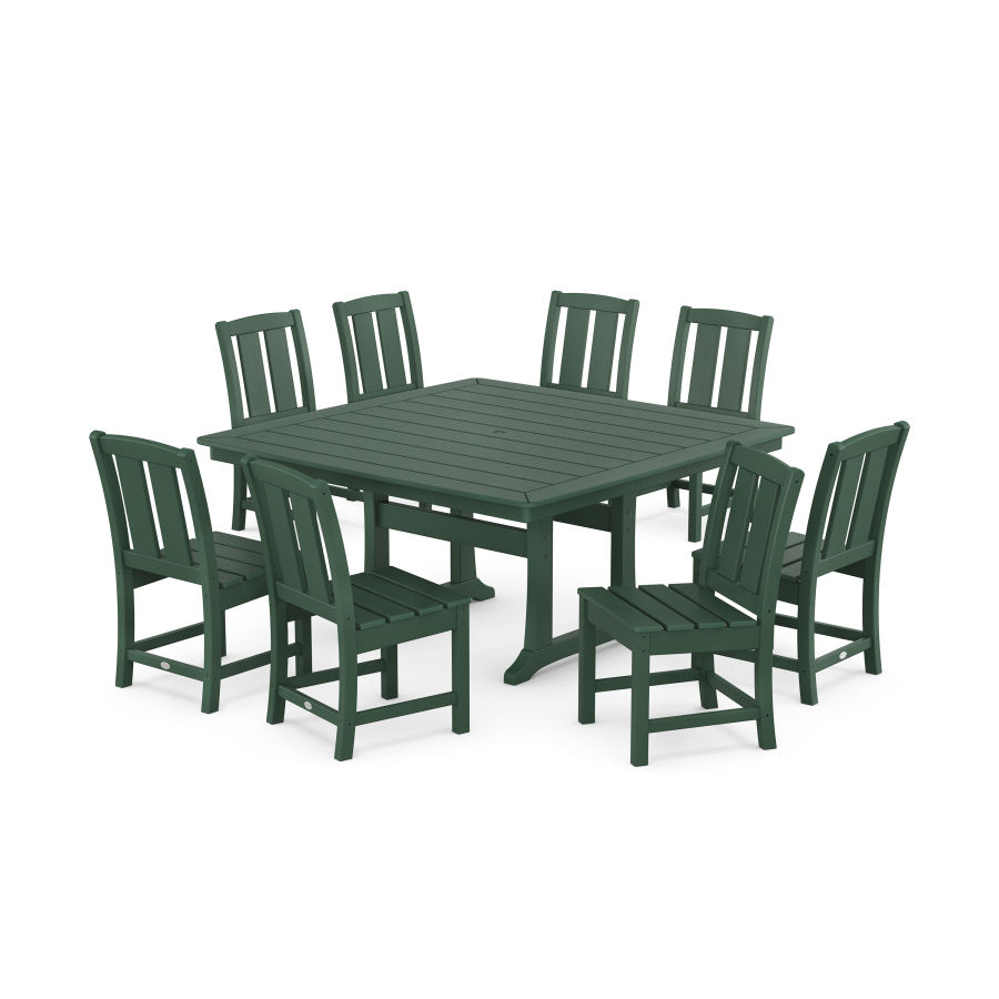 POLYWOOD Mission Side Chair 9-Piece Square Dining Set with Trestle Legs in Green