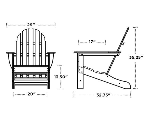 Classic Poly Adirondack Chair Product Dimensions