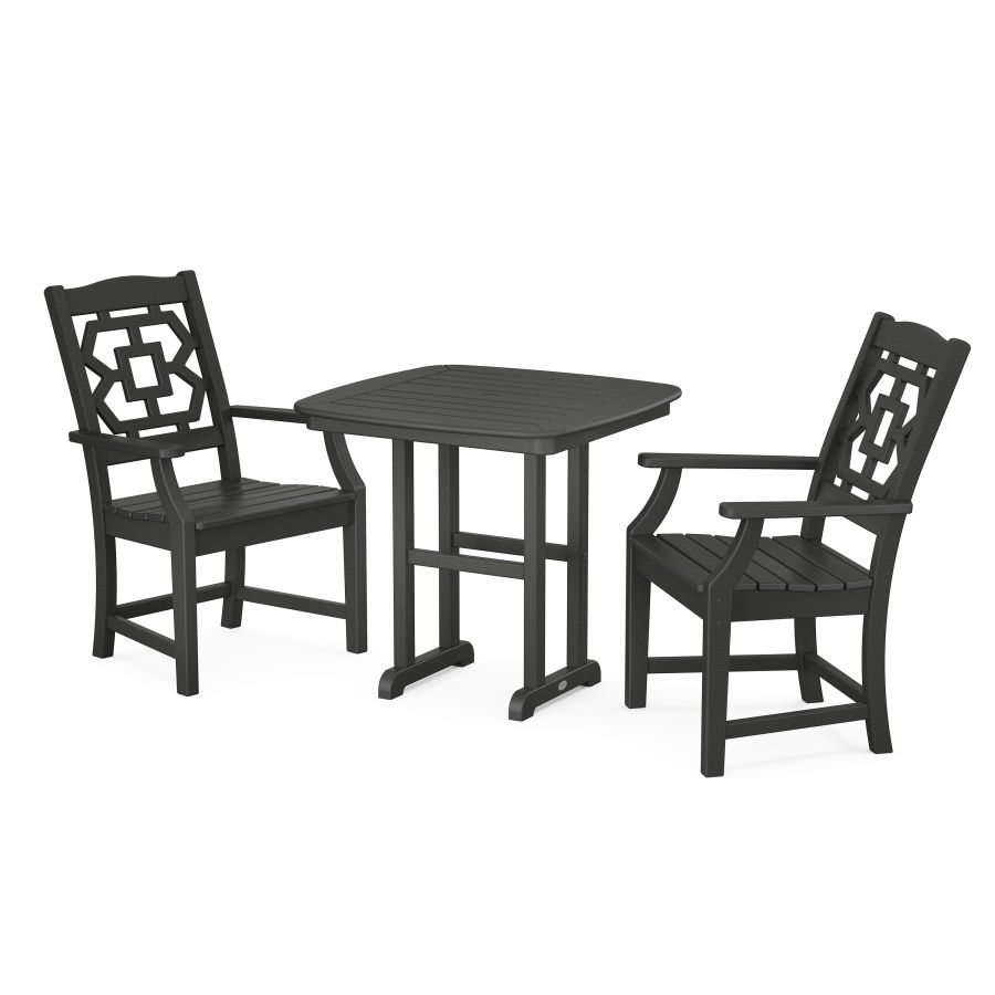 POLYWOOD Chinoiserie 3-Piece Dining Set in Black