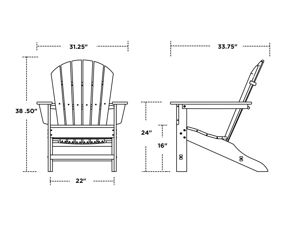 Dimensions for South Beach Adirondack