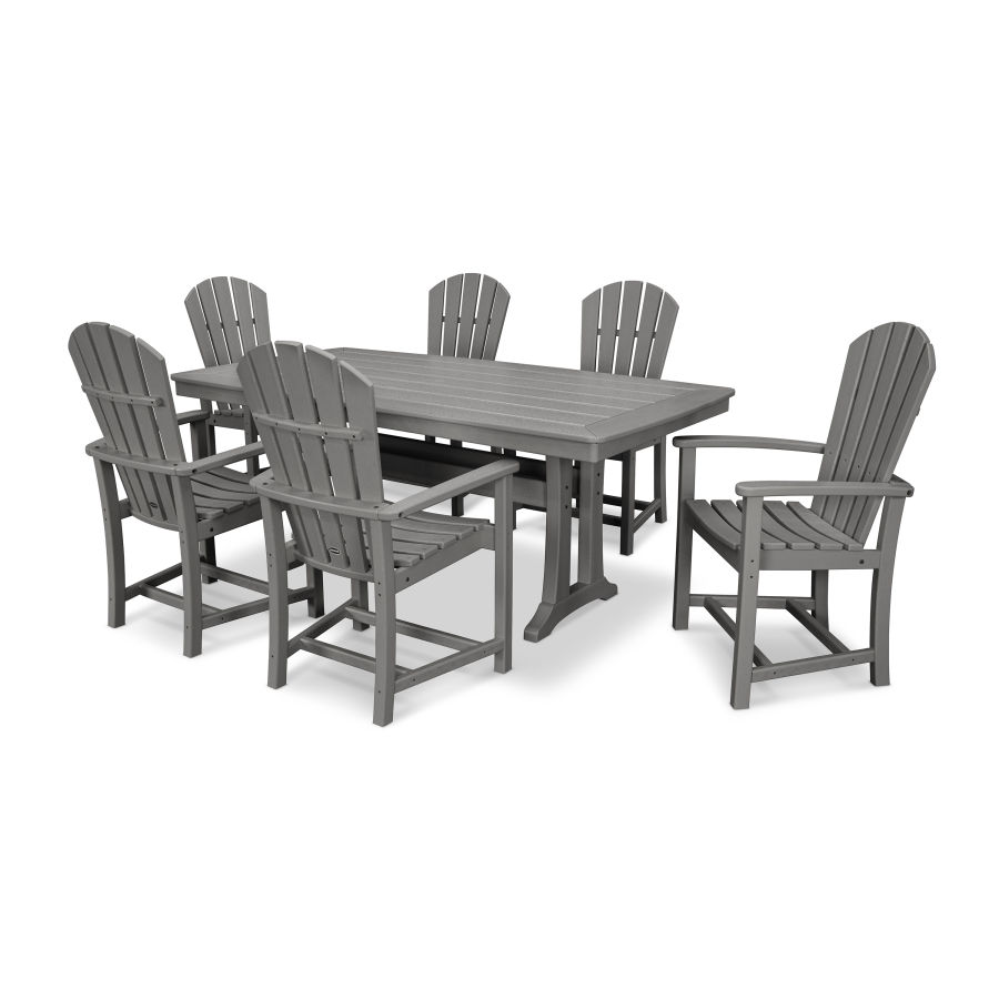 POLYWOOD Palm Coast 7-Piece Dining Set with Trestle Legs in Slate Grey
