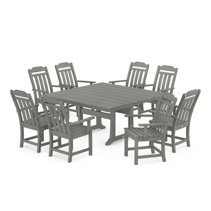 POLYWOOD Country Living 9-Piece Square Farmhouse Dining Set with Trestle Legs