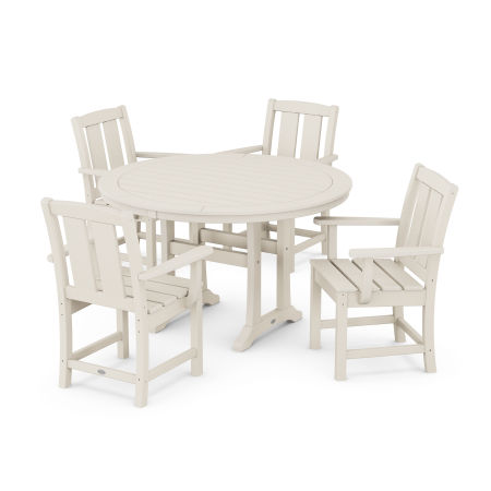 POLYWOOD Mission 5-Piece Round Dining Set with Trestle Legs in Sand