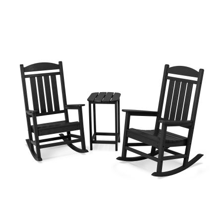 Presidential Rocking Chair 3-Piece Set in Black
