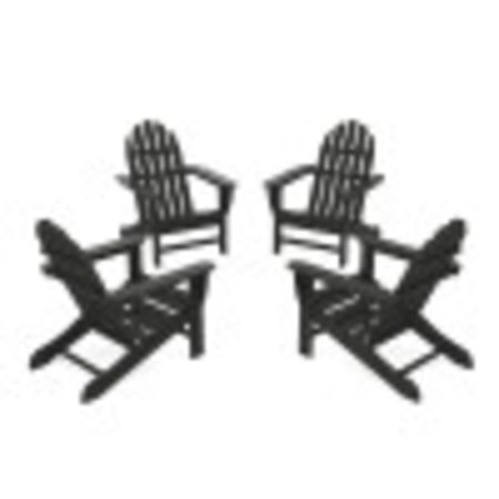POLYWOOD 4-Piece Classic Adirondack Conversation Set in Black