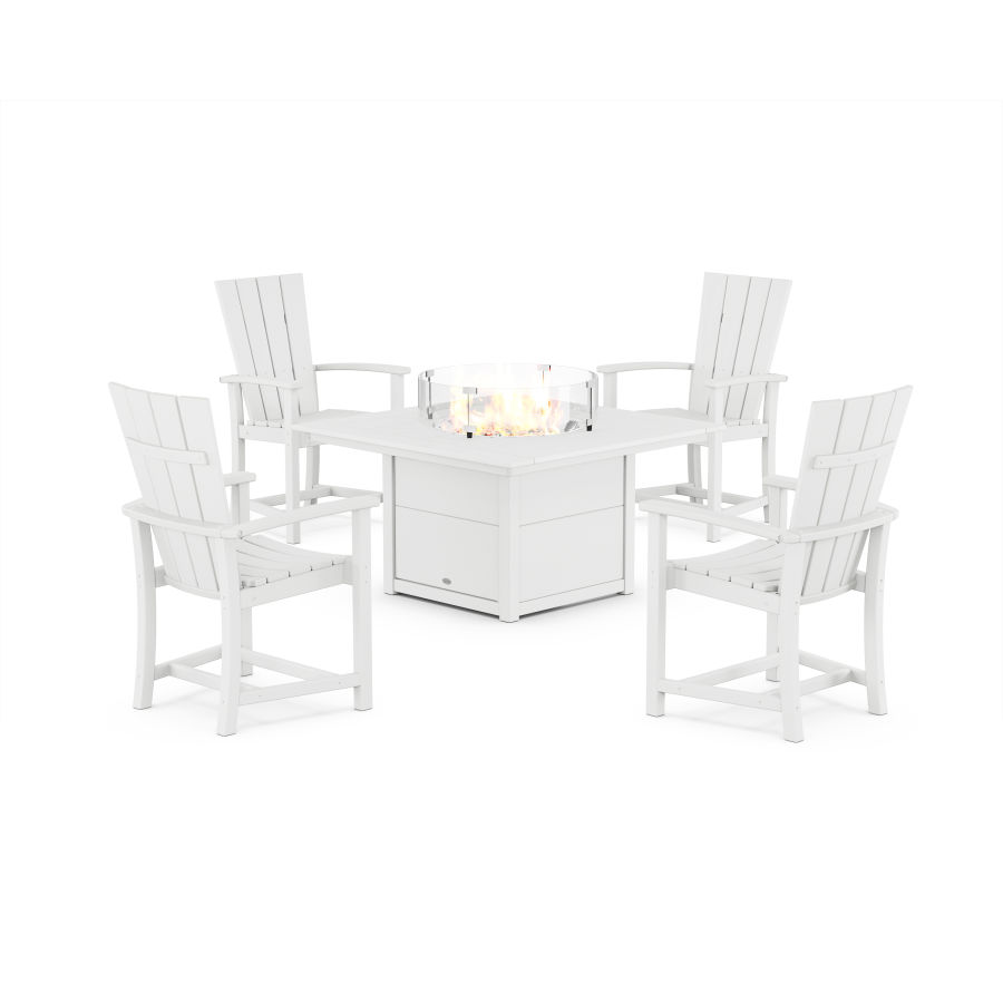 POLYWOOD Quattro 4-Piece Upright Adirondack Conversation Set with Fire Pit Table in White